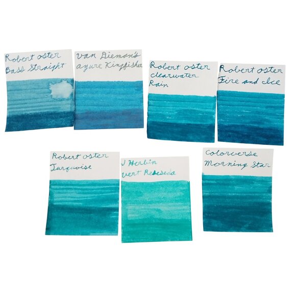Fountain Pen Ink Samples Variety Pack Bundle of 7 Blue and Turquoise Inks - Picture 6 of 9